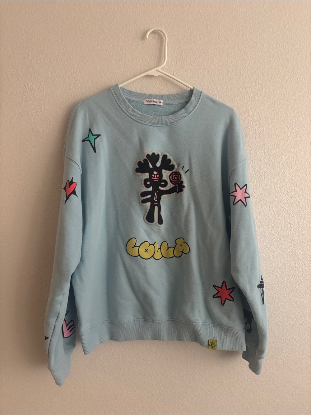 Official Lollapalooza 2024 Light Blue Graphic Crewneck Pullover Sweatershirt
